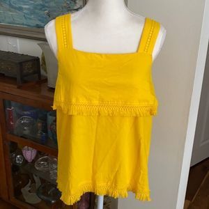 J. Crew Yellow Fringe Tank Top